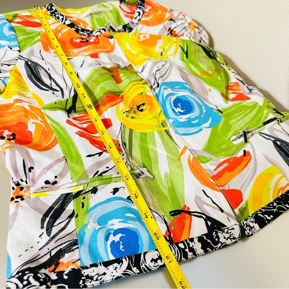 Peter Nygård Floral Zip Front Jacket Multicolor Painterly Print Size 10 - Picture 9 of 12